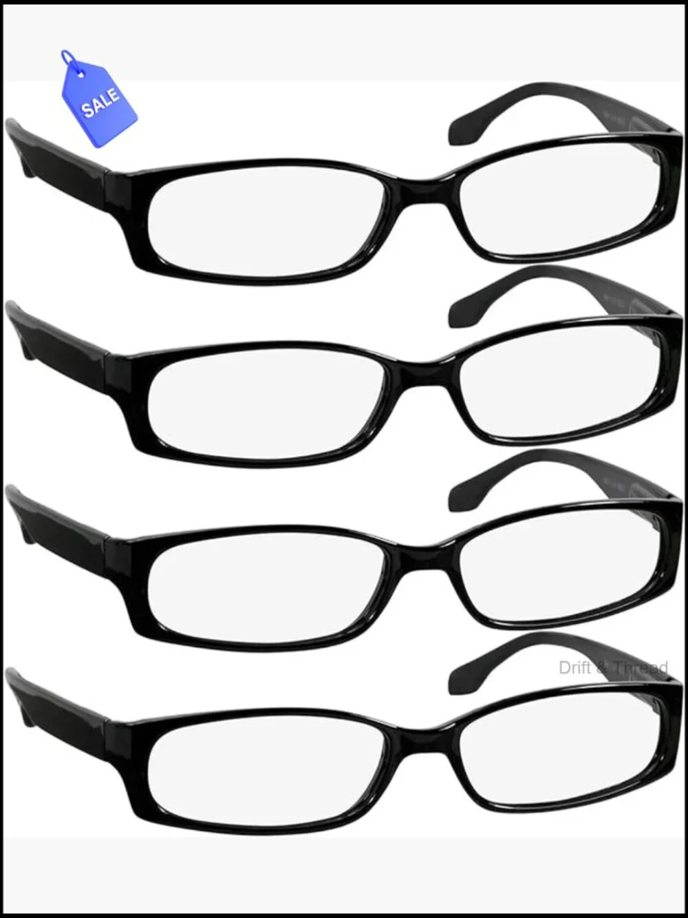 Unisex Reading Glasses Resin Frame Acrylic Lens 4 Pack